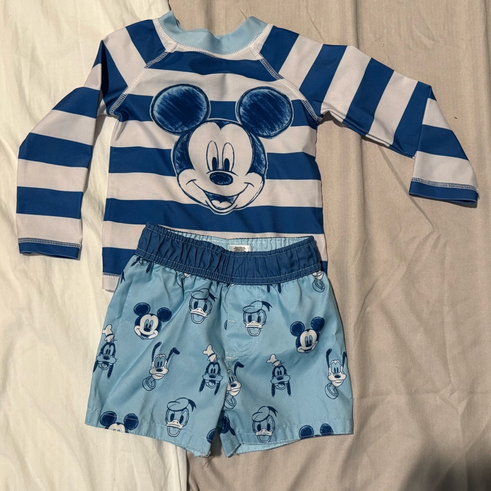 Blue and White Striped Mickey Mouse Swim Set